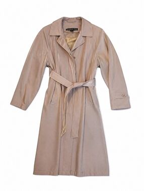 London Fog Trench Coat Size 10 Petite Beige Belted Minimalist Classic